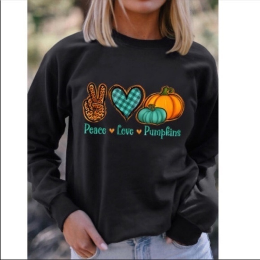 Peace love pumpkin graphic print sweatshirt - Picture 9 of 12